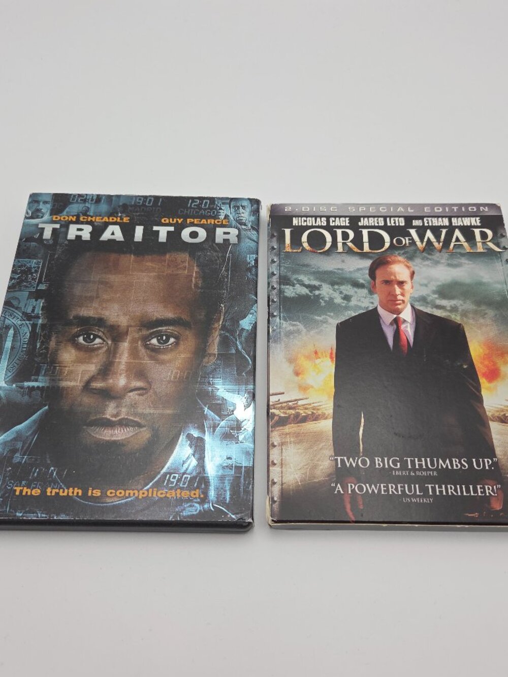 2 DVD Movie Bundle Traitor + Lord of War Don Cheadle Nicolas Cage Tested